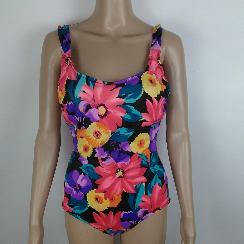 Carol wior floral multi-color swimsuit size 12